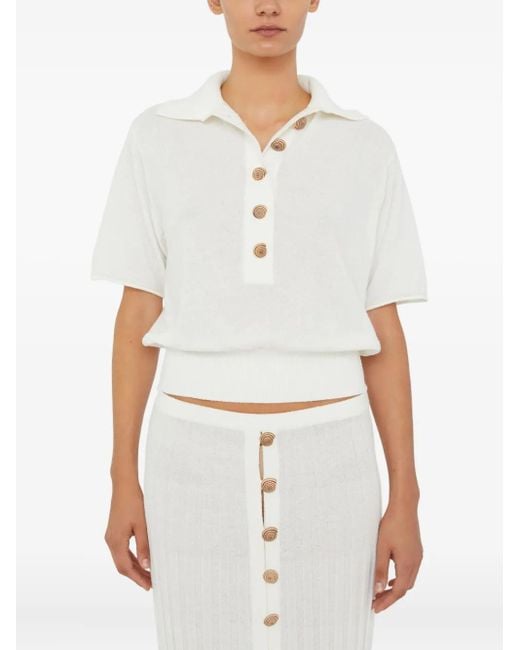 Christopher Esber Sundial Shell Gebreide Polotop in het White