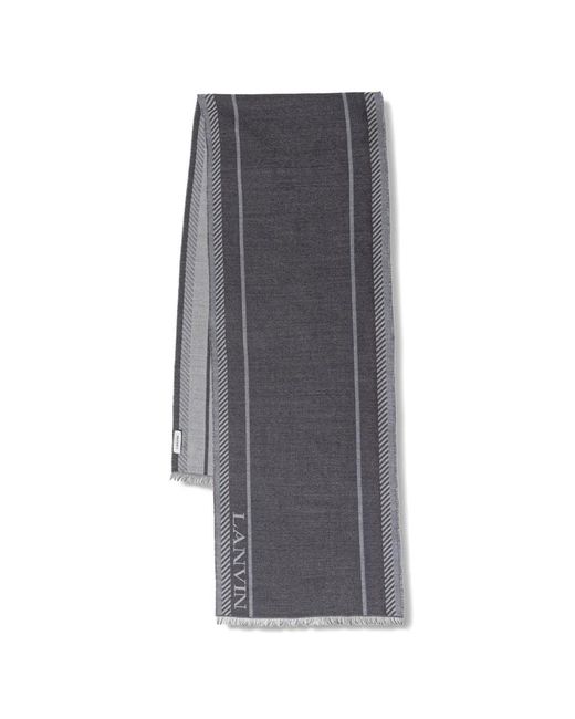 Lanvin Gray Logo Stripe Scarf
