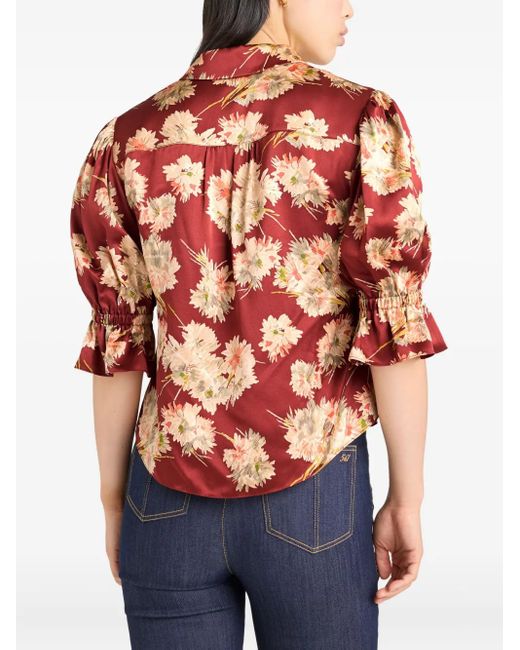 Cinq À Sept Red Mae Bouquet Fiona Shirt