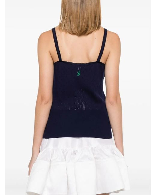J.W. Anderson Blue Pointelle-Knit Top