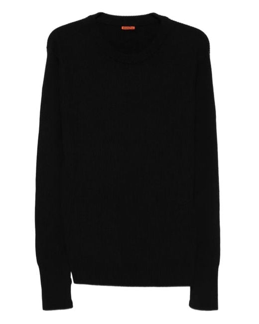 Barena Black Ribbed Crew-Neck Sweater for men