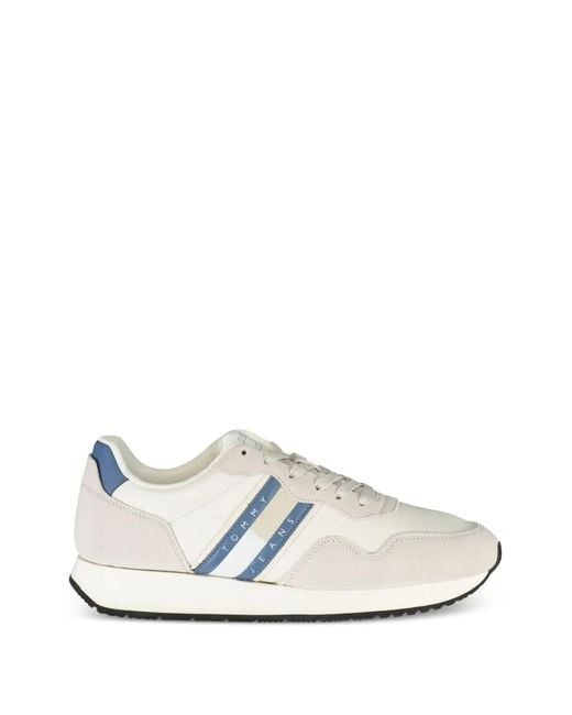 Tommy Hilfiger White Logo-Detail Lace-Up Sneakers for men