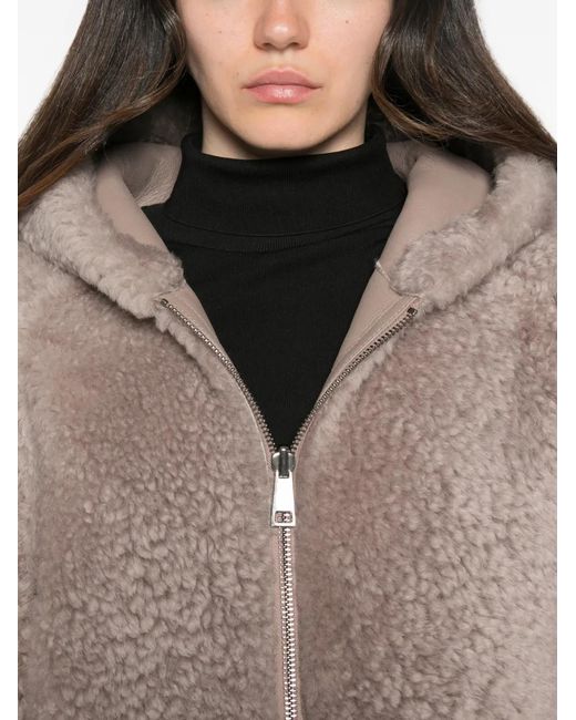 Simonetta Ravizza Brown Bart R Reversible Hooded Shearling Jacket