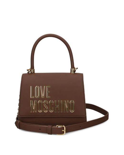 Love Moschino Brown Shopper mit Logo-Schild