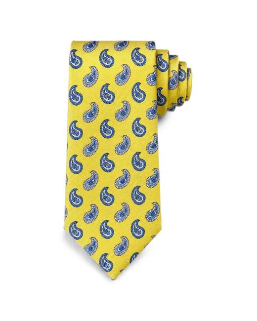 Bona Furtuna Yellow Paisley-Print Tie for men