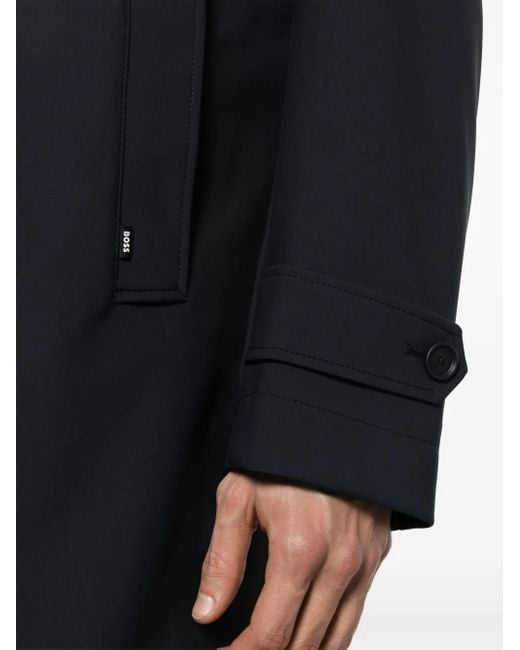 Boss Blue Midi Trench Coat for men