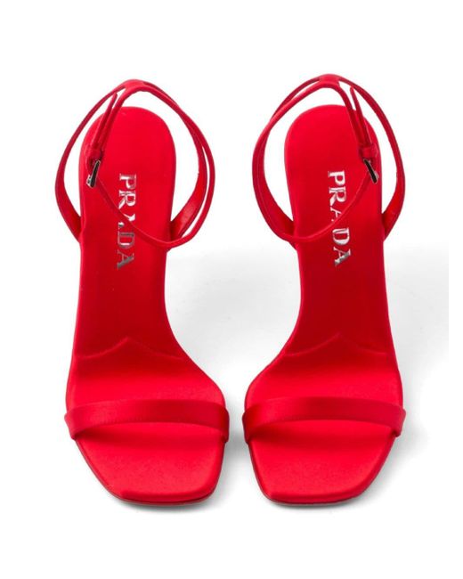 Prada Red 85mm Geometric-heel Satin Sandals