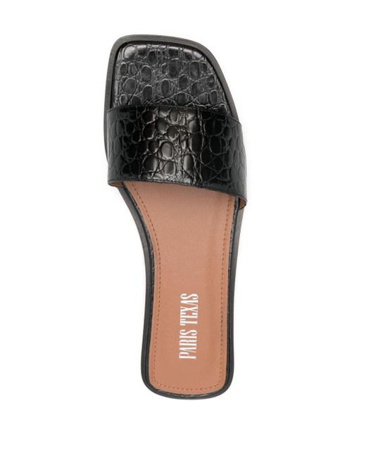 Paris Texas White Crocodile-effect Leather Sandals