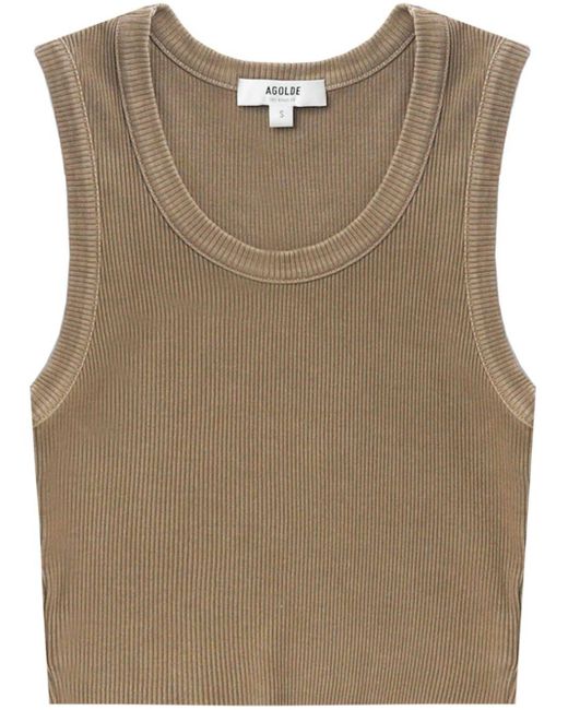 Agolde Brown Ribbed Knit Tank Top