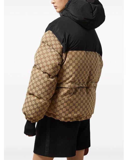 Gucci GG-canvas Cropped Puffer Jacket in Natural | Lyst