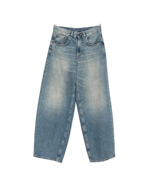 6397 Blue Wide-Leg Whiskers-Effect Jeans