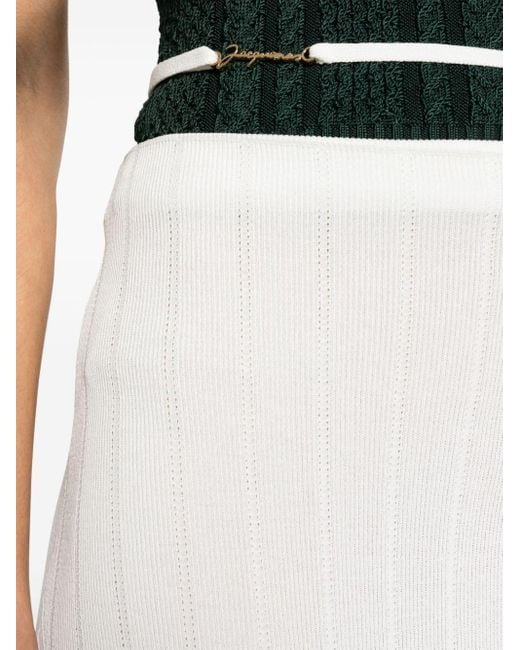 Jacquemus White La Jupe Parlu Knitted Midi Skirt