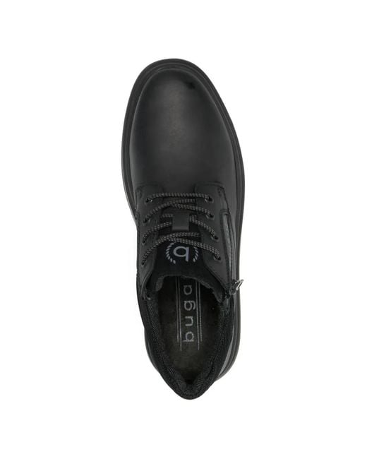 Bugatti Black Zip Leather Derby Shoes for men