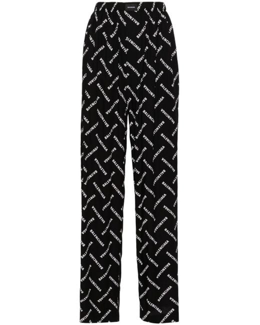 Pantalon palazzo à logo imprimé Balenciaga en coloris Black