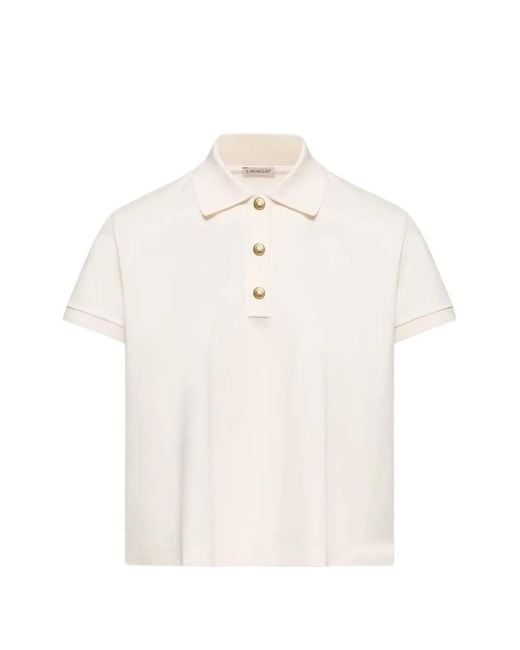 Moncler White Logo-Patch Polo Shirt