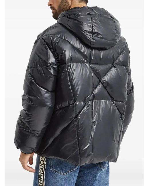 Khrisjoy Black Hooded Padded Coat for men