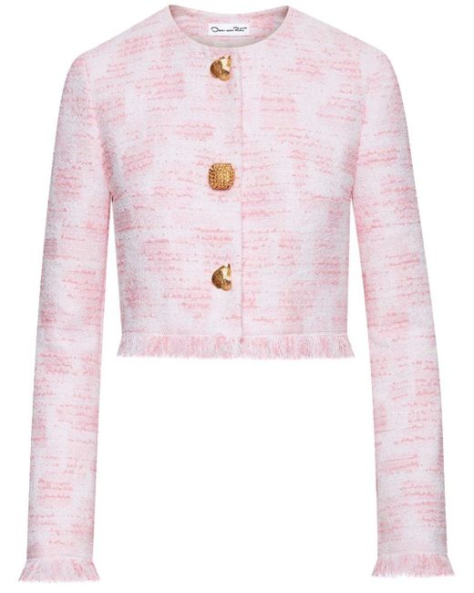Oscar de la Renta Pink Textured Tweed Jacket