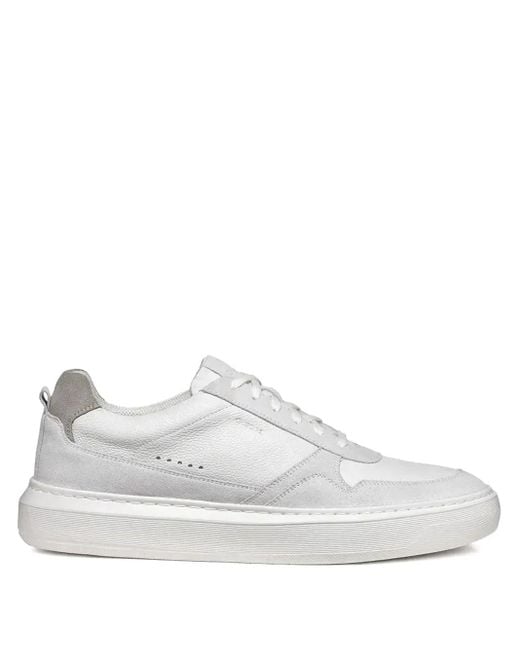Geox White Deiven Panelled Lace-Up Sneakers for men