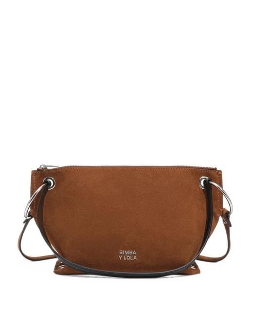 Bimba Y Lola Brown Medium Tobacco-Suede Trapecio Bag
