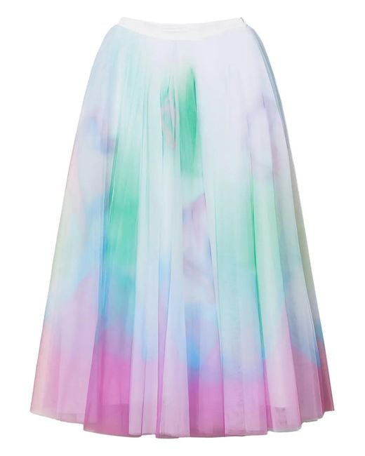 Twinset Blue Sprayed-Effect Tulle Full Skirt
