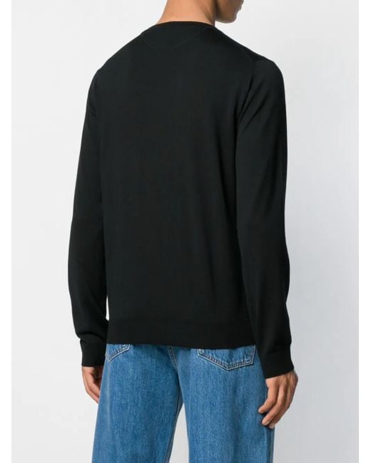 Valentino Garavani Black Logo-Embossed Wool Jumper for men