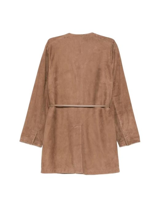 Manzoni 24 Brown Patch-Pocket Belted Suede Jacket