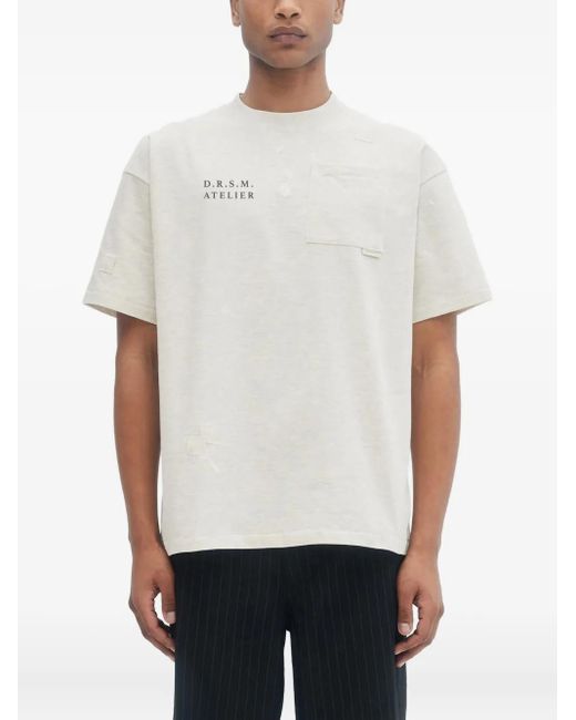 DOMREBEL White Atelier Printed T-Shirt for men