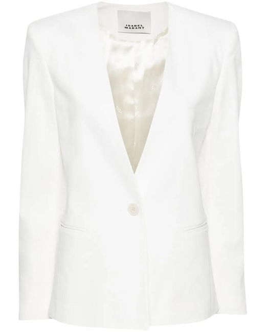 Isabel Marant White Manzil Single-Breasted Blazer Jacket