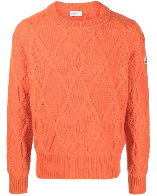 Moncler Orange Logo-patch Knitted Jumper for men