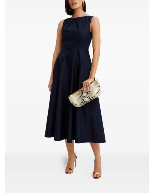 Roland Mouret Blue Boat-Neck Midi Dress