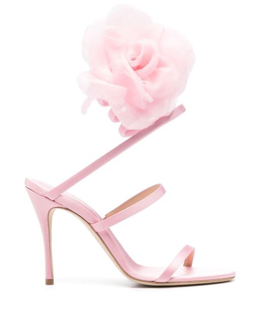Magda Butrym 105mm Spiral Satin Sandals in het Pink