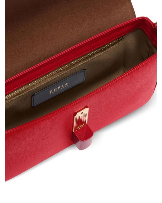 Furla Red Small Iride Leather Crossbody Bag