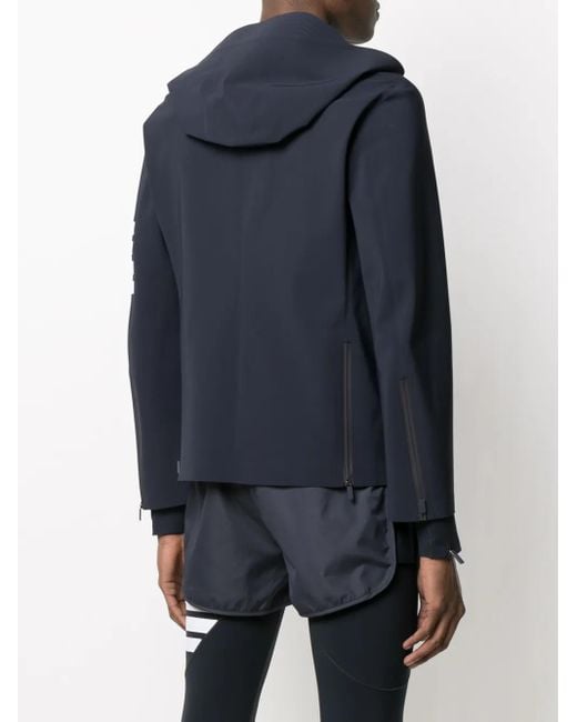 Thom Browne Blue Half-Zip Hooded Performance Jacket for men