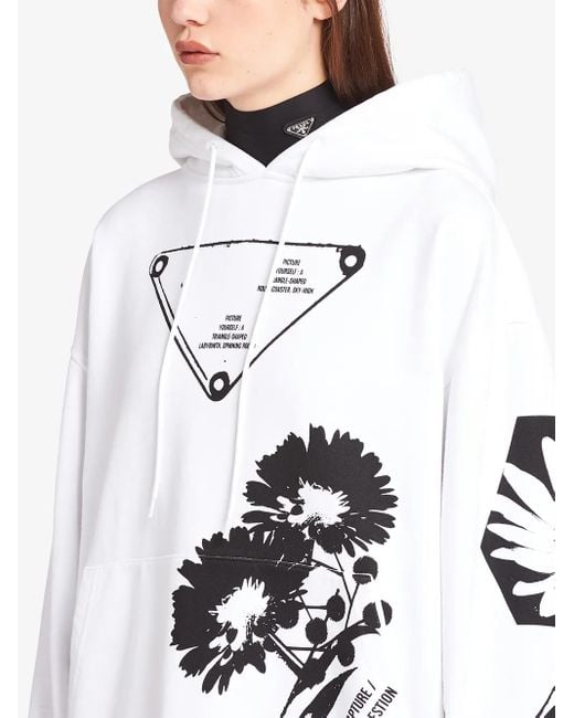 Prada Hoodie Met Print in het White