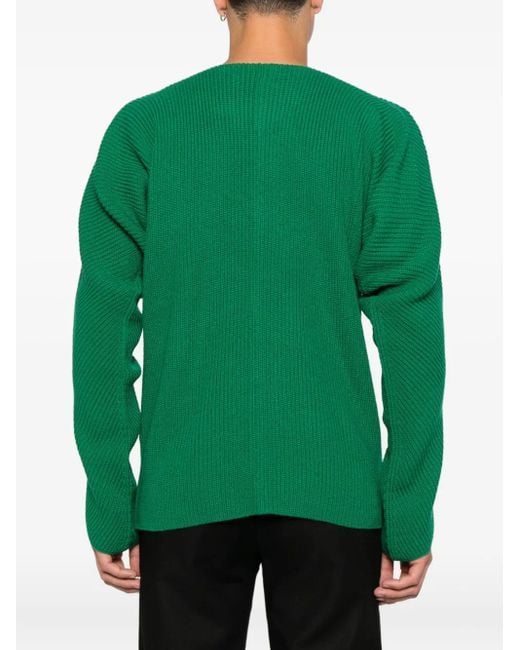 Comme des Garçons Green Ribbed-Knit Jumper for men