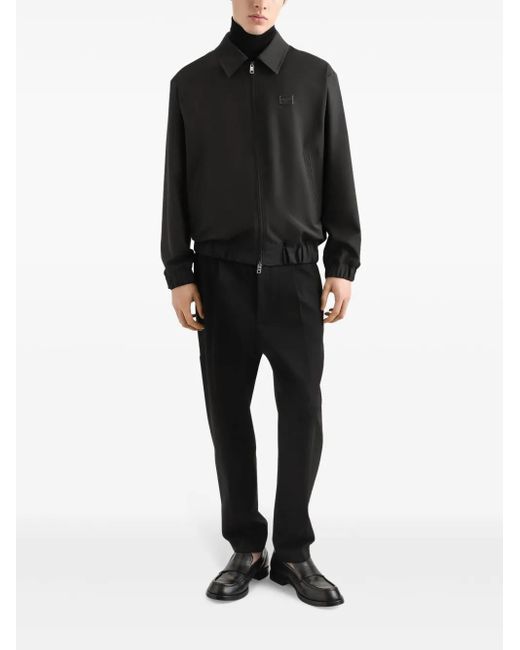 Dolce & Gabbana Black Wool Canvas Jacket With Plaque for men