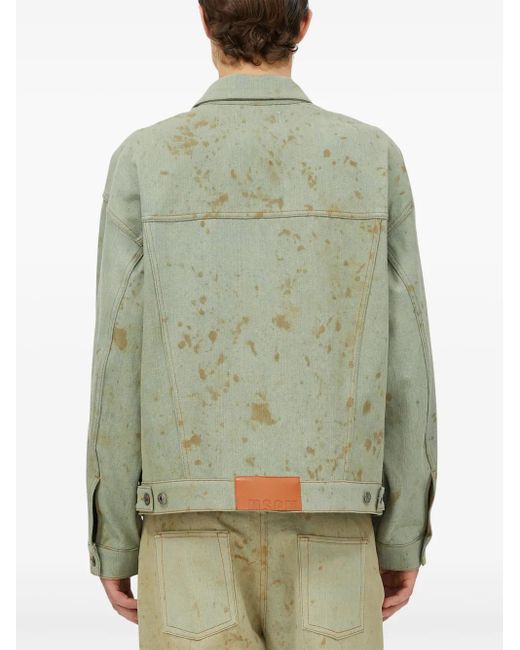 MSGM Green Stained Denim Jacket for men