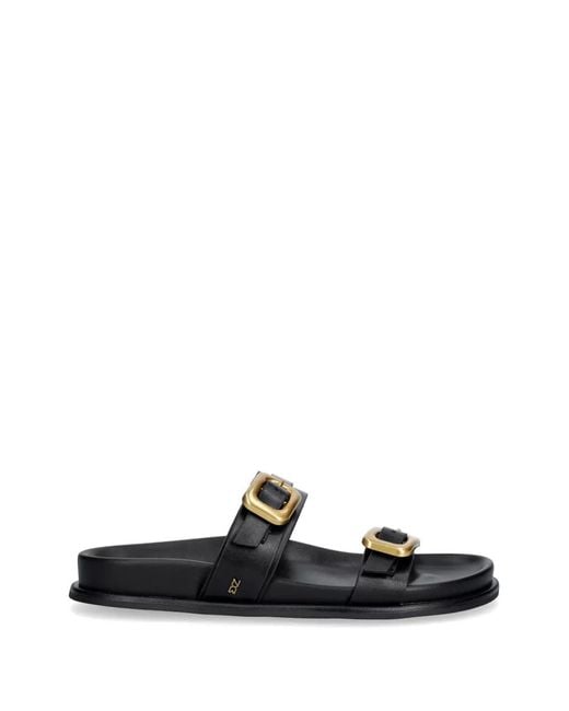 Nokwol Black Zaz Buckle-Fastening Flat Sandals