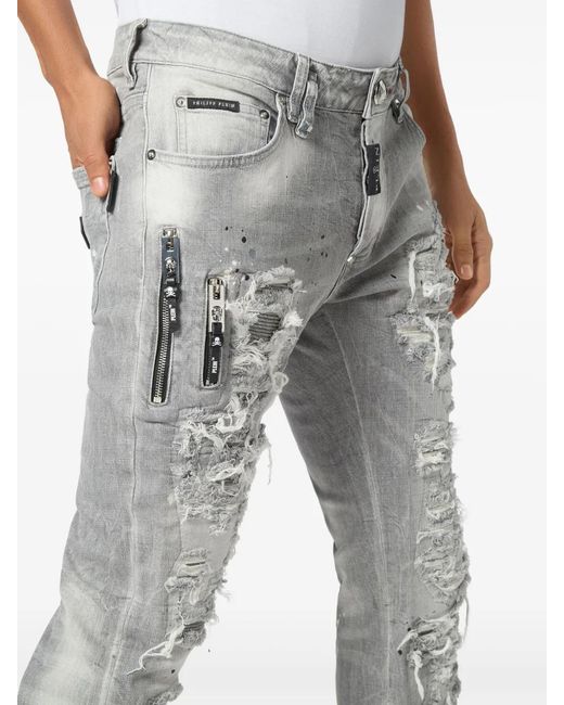 Philipp Plein Gray Rock Star Jeans for men