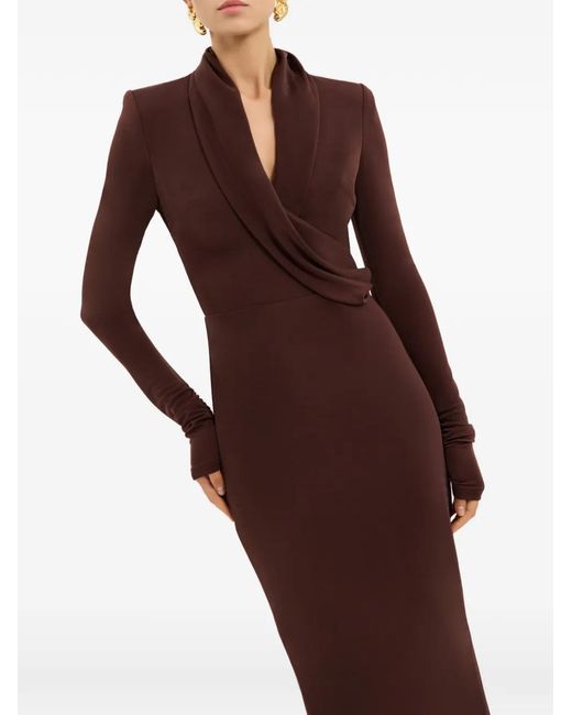 Rebecca Vallance Purple Hazine Long-Sleeve Midi Dress