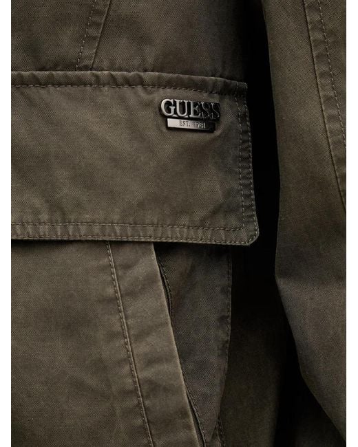 Guess Brown Flap-Pocket Zip-Up Jacket for men