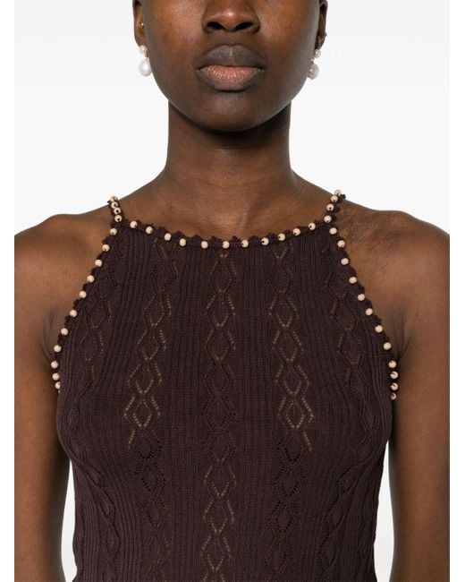 Sandro Brown X Louis Barthélemy Beaded Knitted Top