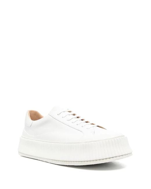 Jil Sander White Low-Top Sneakers With Platform And Tonal Heel Tab for men