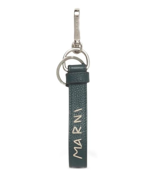 Marni Blue Leather Keyring With Mending-Embroidery for men