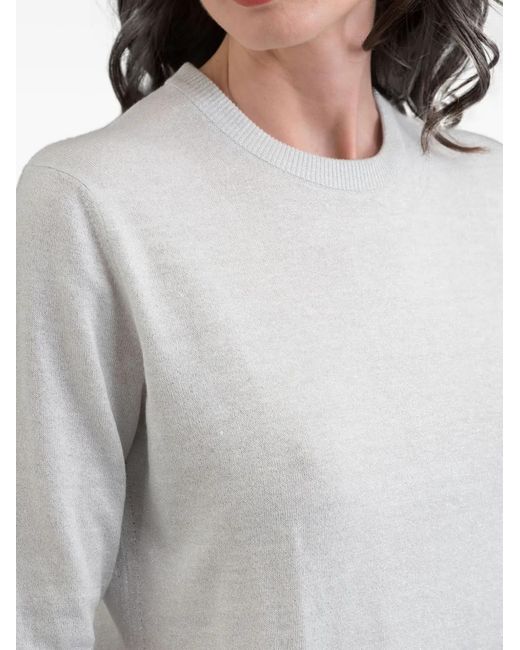 Moorer Gray Arlette Short-Sleeve Sweater