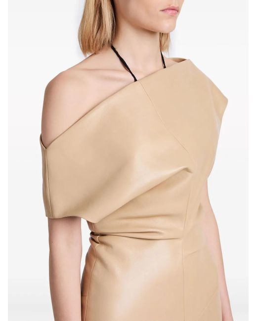 Proenza Schouler Natural Rosa Off-Shoulder Leather Dress