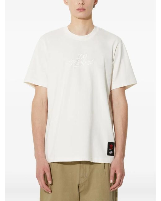 Adidas White Embroidered-Detail T-Shirt for men
