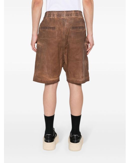 Rick Owens Brown Cotton Coated Shorts for men