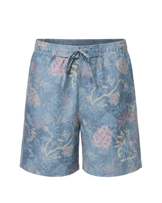 Isabel Marant Blue Herren Floral-Print Drawstring Swim Shorts for men
