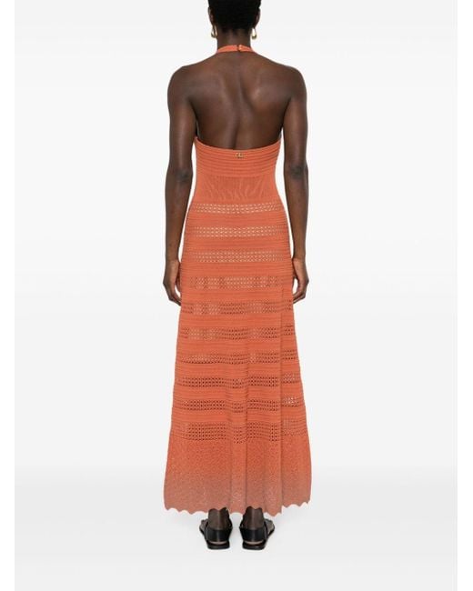 Twin Set Knitted Maxi Dress Orange